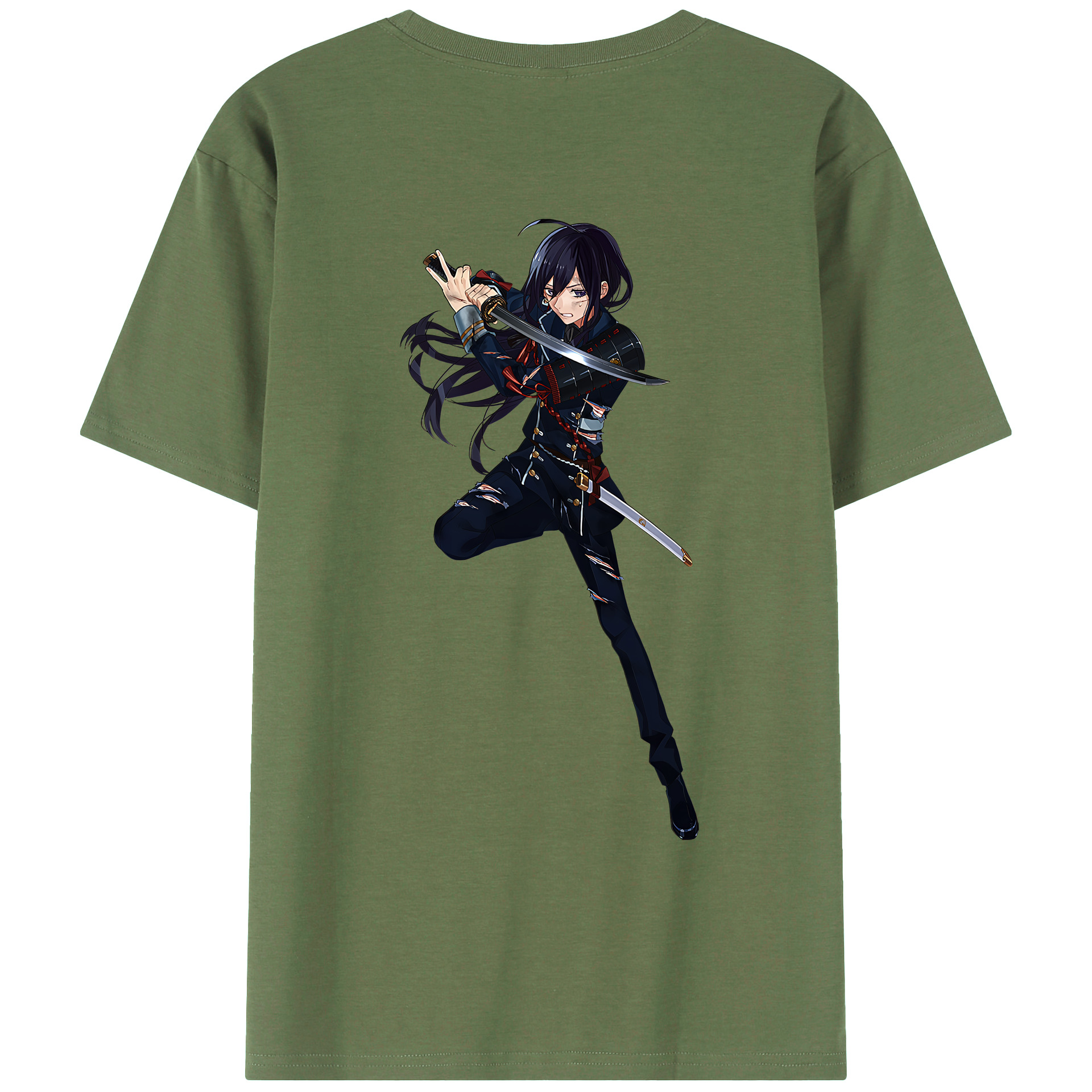 （画像用） 刀剣乱舞 Touken Ranbu 綿100％ メンズ半袖Tシャツ（バックプリント） 通気性
